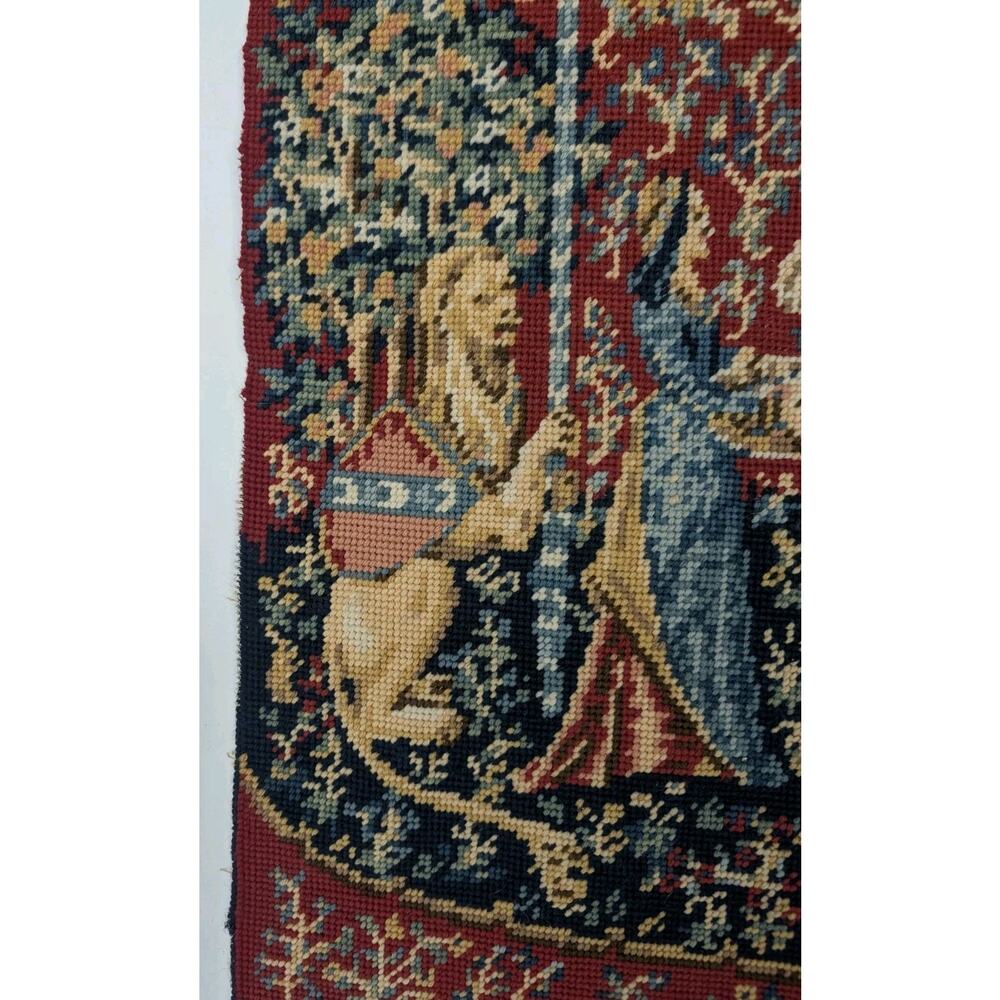 Tapestry The lady & The Unicorn 20”x 26” Medieval Unframed French Needlepoint - Picture 3 of 5